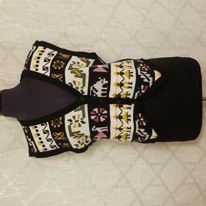 Vintage Boho Art to Wear Knit Cardigan Vest Grannycore Womens S/M Y2k Knit